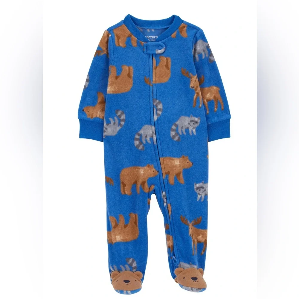 NWT Carters Animal Fleece One Piece Pajamas